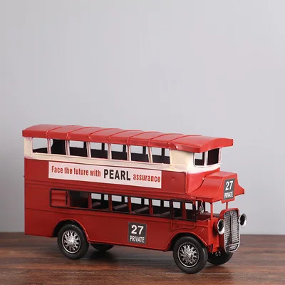 

Nostalgic Wrought Iron Double Deck Trolley Bus Model Handmade Scaled Tram Miniature Gift Craft for Home Decor and Art Collection