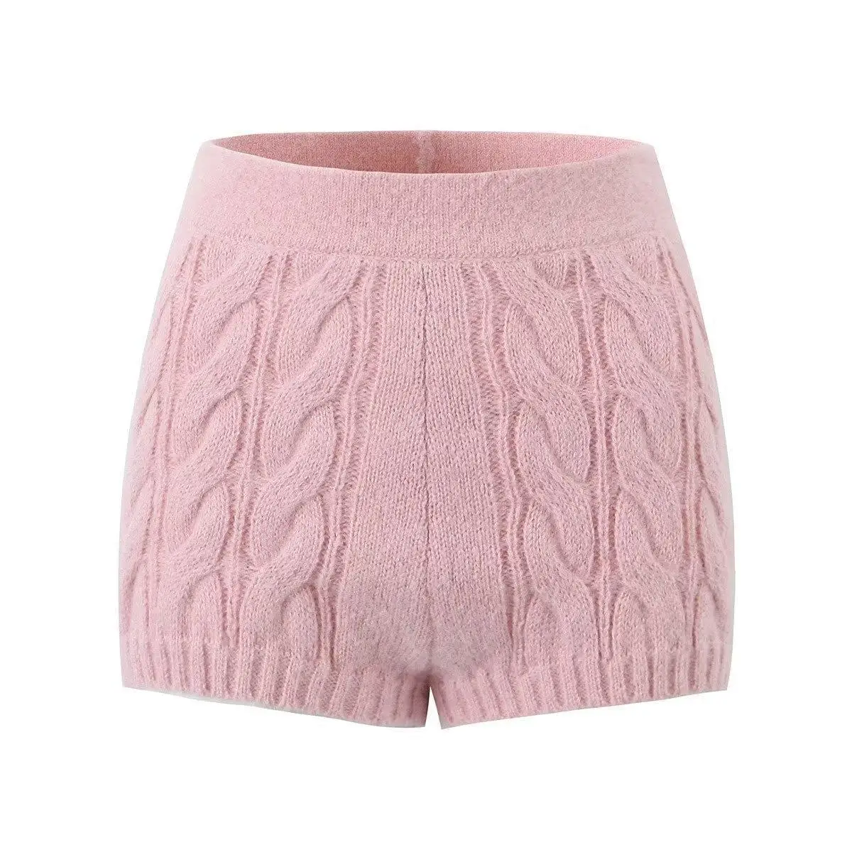 Spring and Autumn Casual Sexy Simple Pure Color Water Diamond Slim Fit Knitted Shorts Pants for Women
