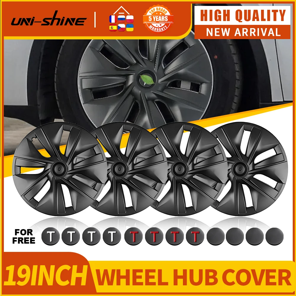 

UNI-SHINE 4PCS 19 inch Hub Cap For Tesla Model Y Wheel Hub Cover Full Rim Cover Accessories Protector Ring Tire 2018-2024