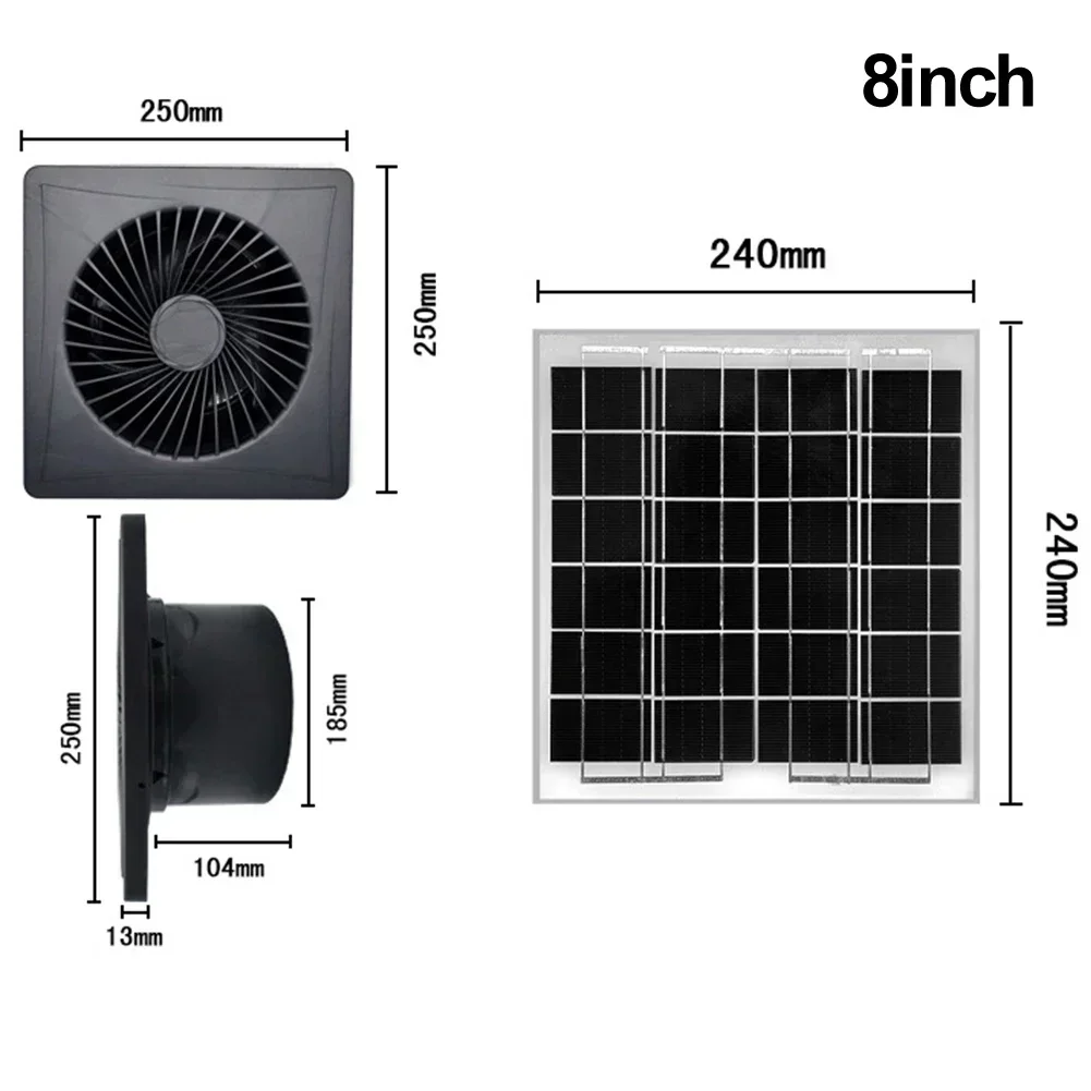 4/6/8inch 12V Solar Panel With Extractor Ventilation Fan Air Vent For Sash Wall Fan Energy-saving Exhaust Air Blower High Speed