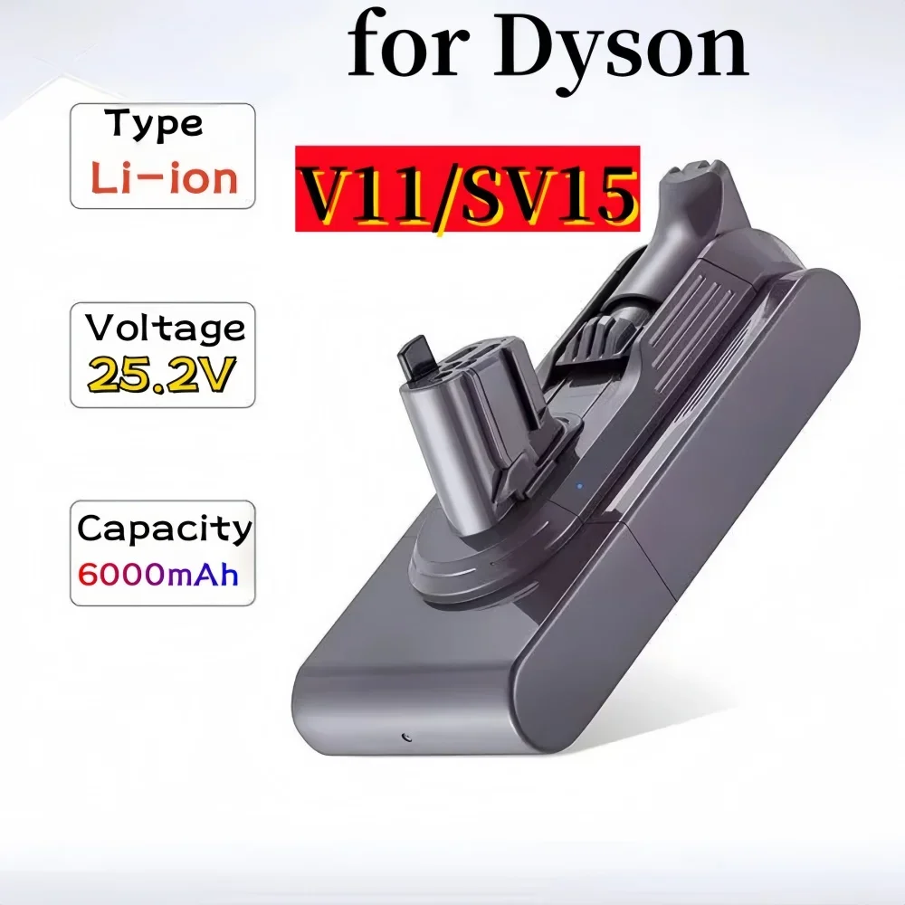 

Original 25.2V 6000mAh Replacement Battery for Dyson V11 SV15 Vacuum Cleaner - Snap-On Rechargeable Design