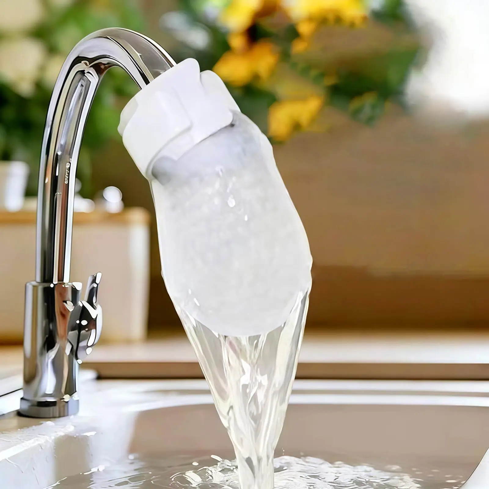 20 Pcs Universal Faucet Filter Cotton Bags, Splash-Proof Water Purifier with Straps, Kitchen Bathroom Sink Tap Strainer Pad