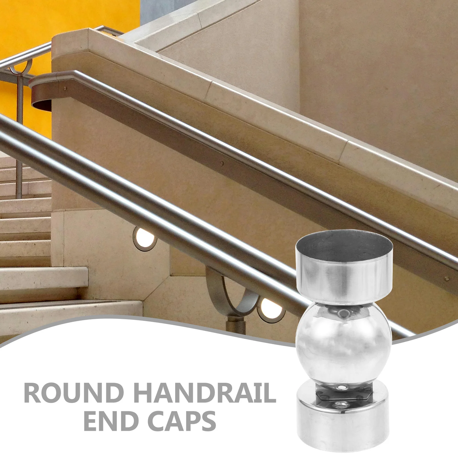 Tappi terminali per corrimano in acciaio inossidabile da 2 pezzi, scale rotonde, scale, balcone, accessori durevoli per ringhiere in legno e plastica