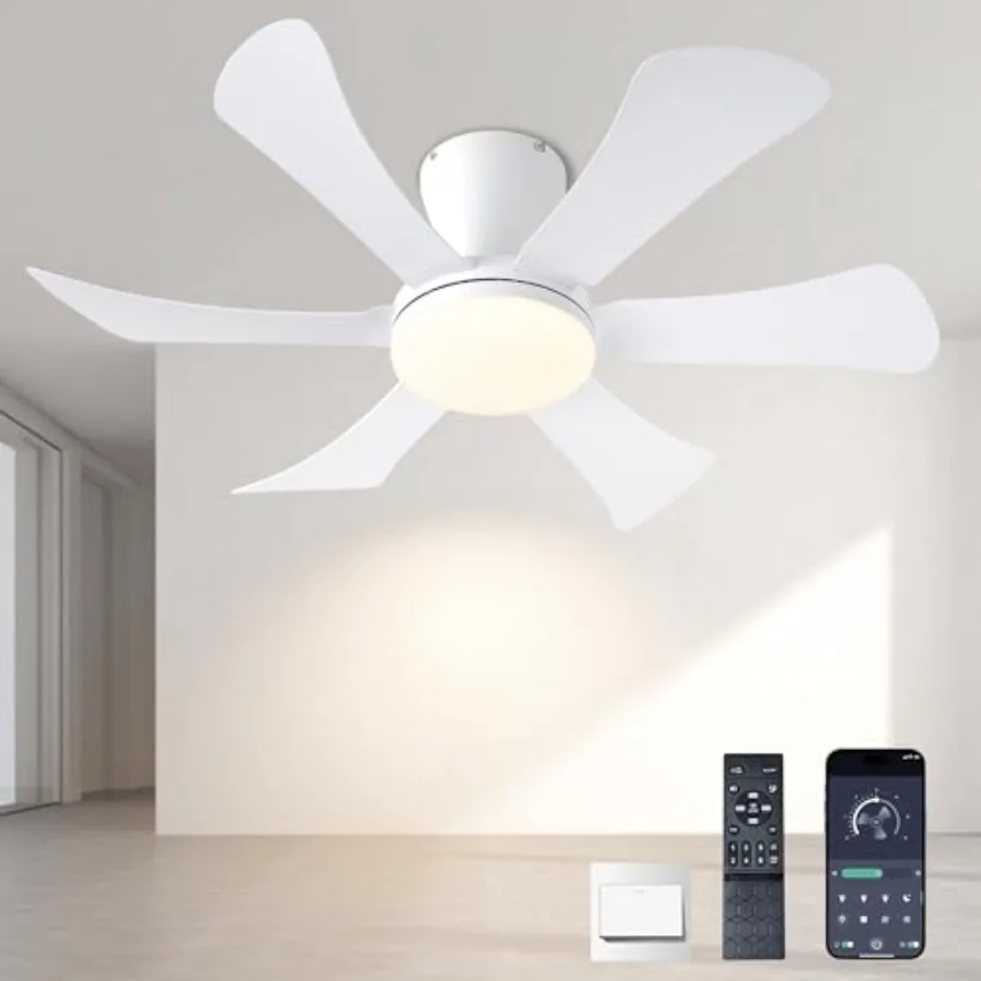 

Ceiling Fans with Lights, 36" Low Profile Ceiling Fan with Light and Remote Control, Flush Mount, Reversible, Dimmable, Noisele