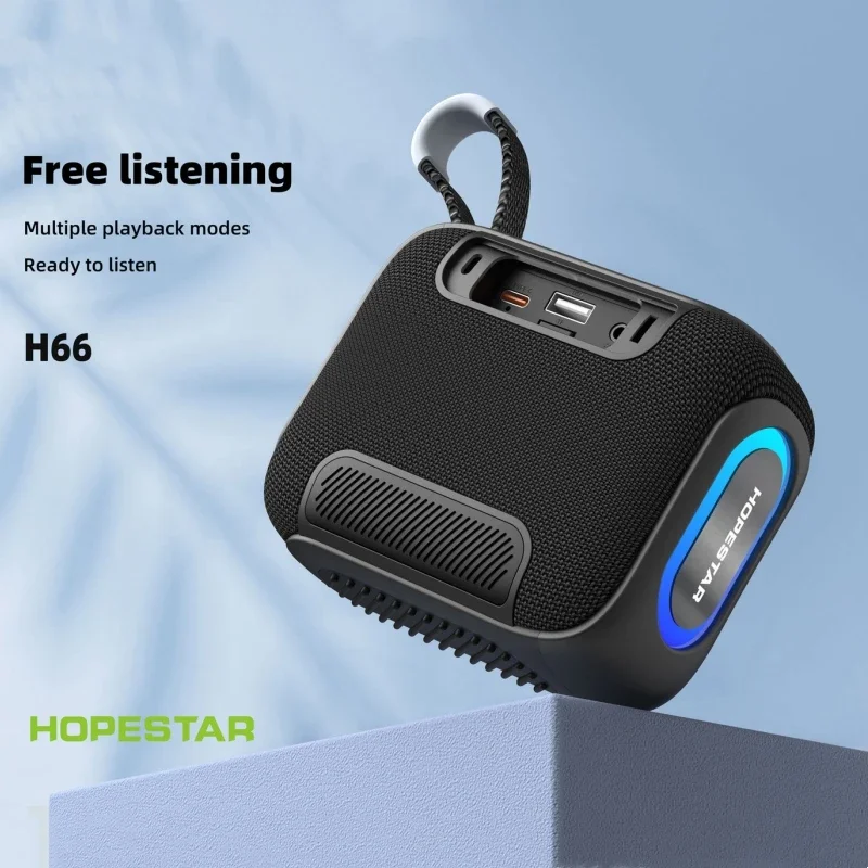 HOPESTAR-H66 다채로운 LED 조명과 휴대용 무선 시끄러운 소리 작은 스피커 다기능 야외 파티 블루투스 스피커