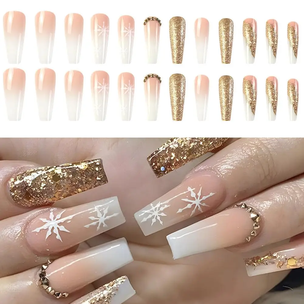 24pcs Christmas Cute Santa Hat Red French Glitter Press on Nails Girls Cheap Short Fake Nails Kawaii Simple False Nail with Glue