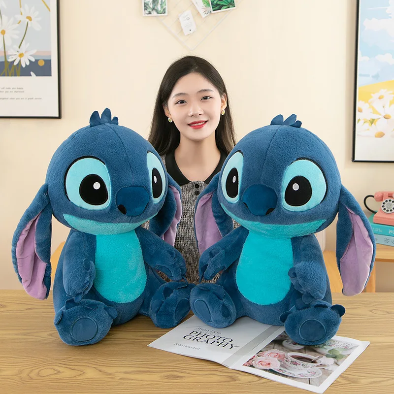 귀여운 플러시 토이 스티치 토끼 털 인형 수면 베개 어린이 생일 선물 귀여운 플러시 인형 부드러운 포옹 인형