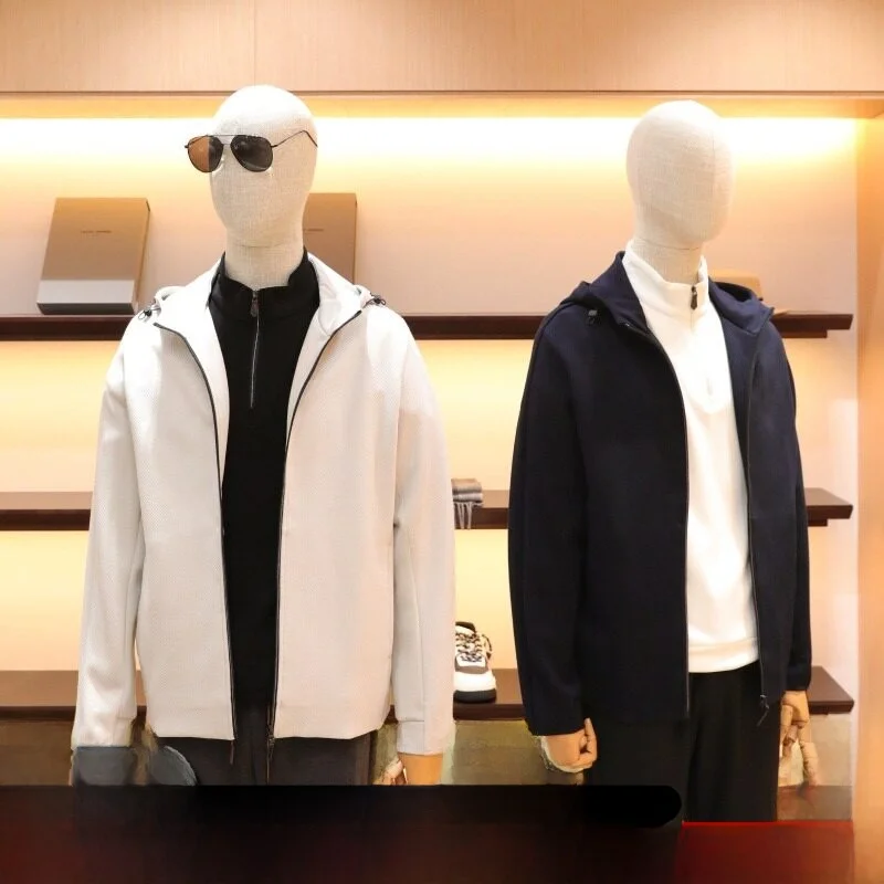 

Итальянская роскошь! Представительный стиль! Шерстяная смесь! Мужская модная легкая деловая вязаная куртка с капюшоном, повседневная, на молнии