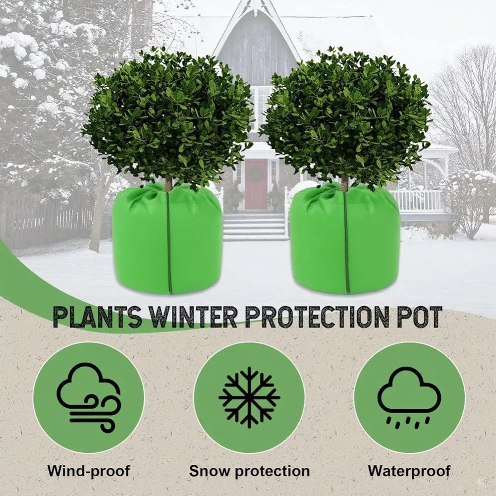 Winter Plant Cover with Zipper and Drawstring Closure Frost Resistant Bag for Potted Plants Shrubs and Fruit Trees Outdoors