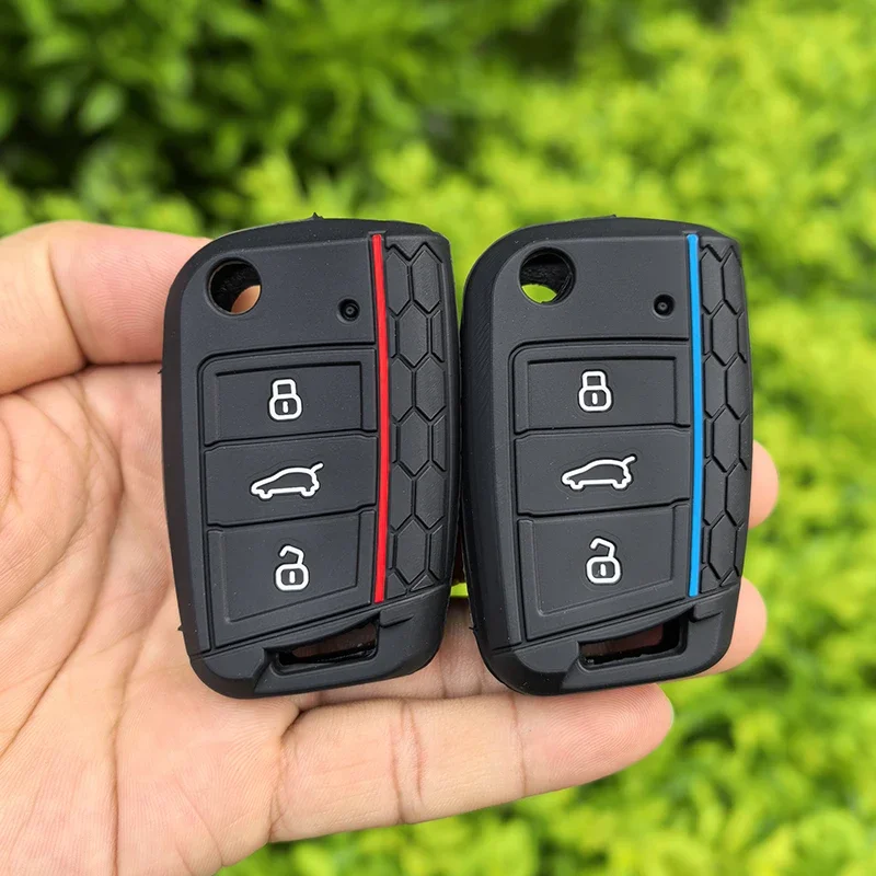 Silicone Car Key Case Cover For VW Volkswagen Touran Golf7 MK7 Polo Tiguan Skoda Octavia Seat Leon Ateca
