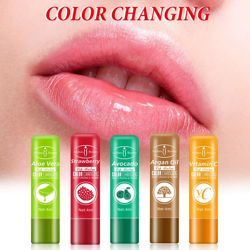 AICHUN Fruit Moisturizing Lipstick, Color Changing Lipstick,Aloe Vera Lip Balm, Vrtamin C Lip Care, 4ml