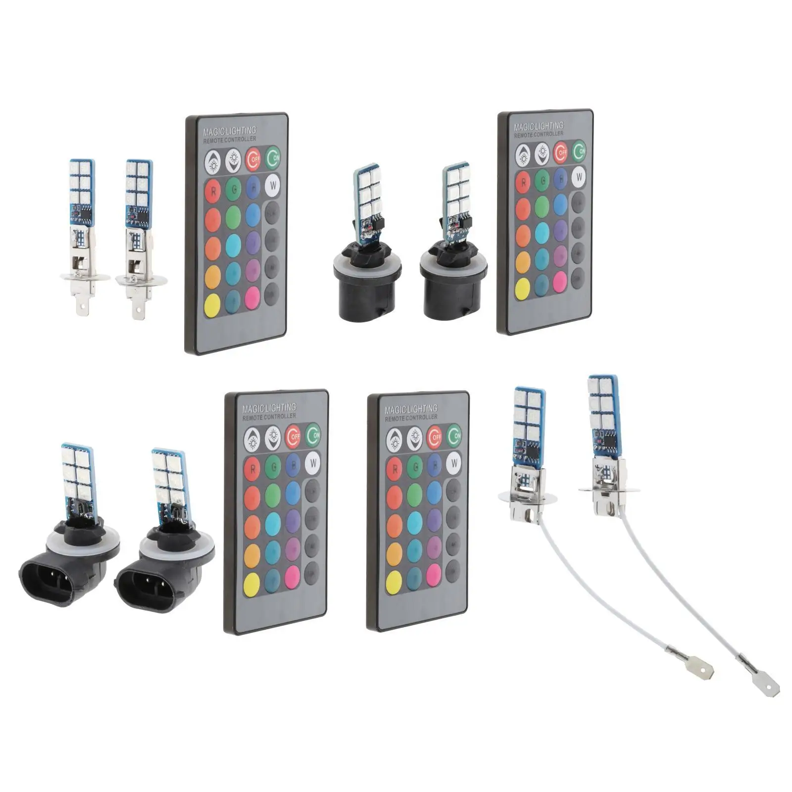 

282b132 Piecces 880 881 H1 H3 5050 Colorful RGB LED Car Headlight Fog Lights Light Bulbs Accessories