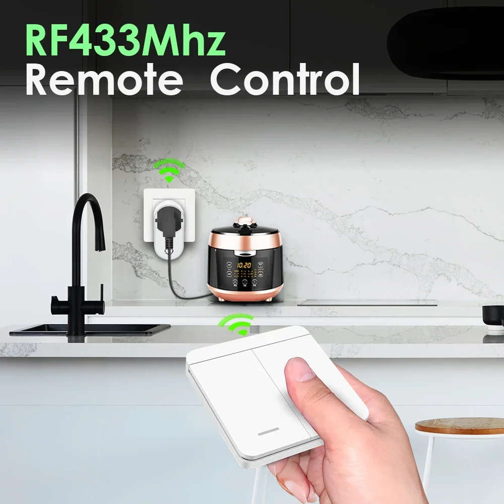 433Mhz Wireless Socket Remote ON OFF Smart Plug EU FR With Wall Switch Electrical Outlet 15A 220V  For Home Appliance Light Fan