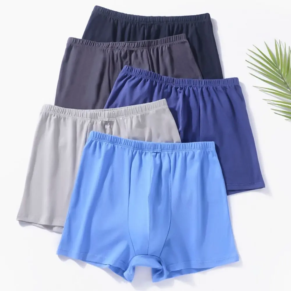 

5PCS Fashion Loose Cotton Boxer Briefs Panties Mid Waist Underwear for Men Lingerie Simple Shorts Underpants Gifts