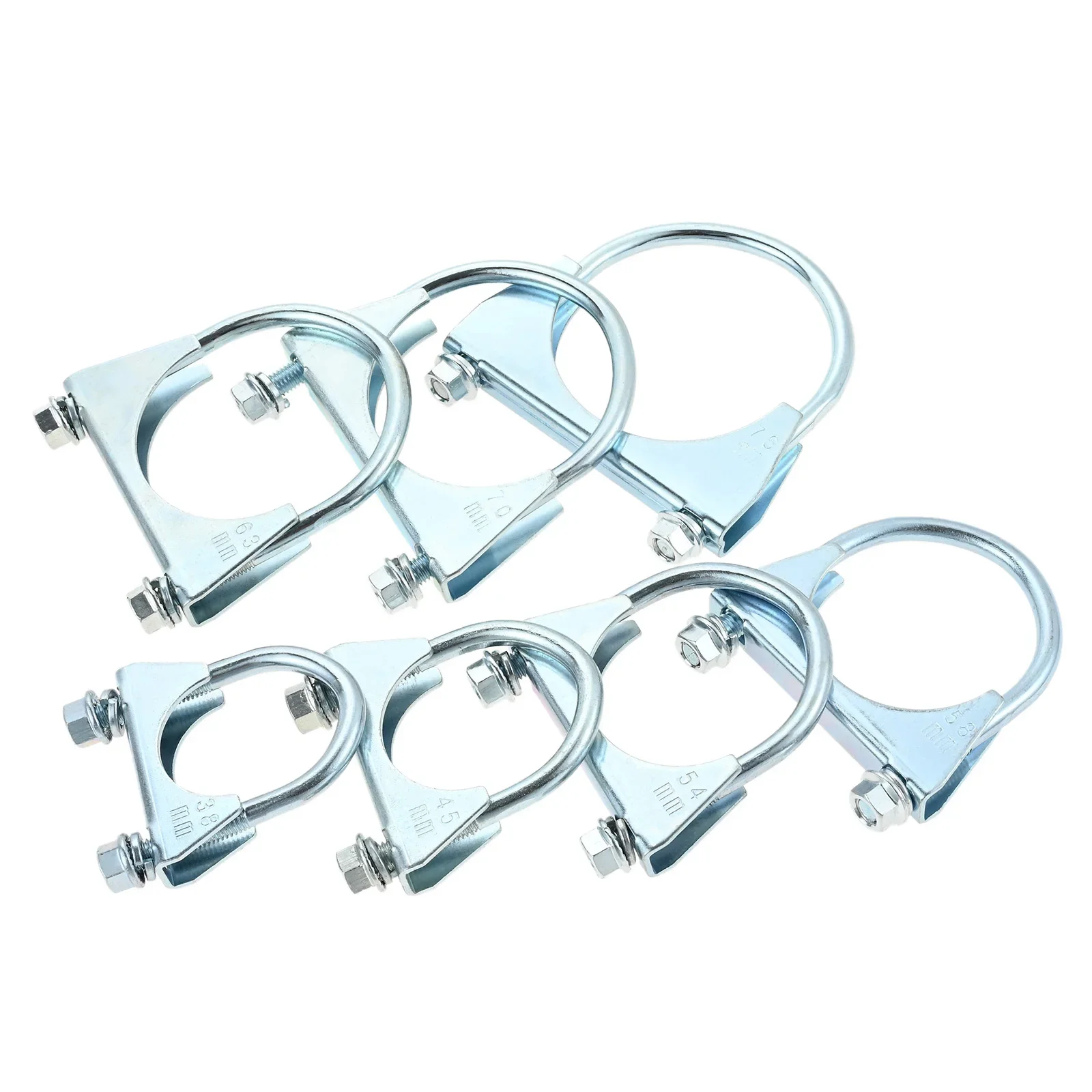 2Pcs Exhaust Pipe Strength Pipe Stuck Pipe Clamp Fixed Throat Hoop Clamp Under Collar Band U Tube Hoop 38MM-76MM Easy To Install