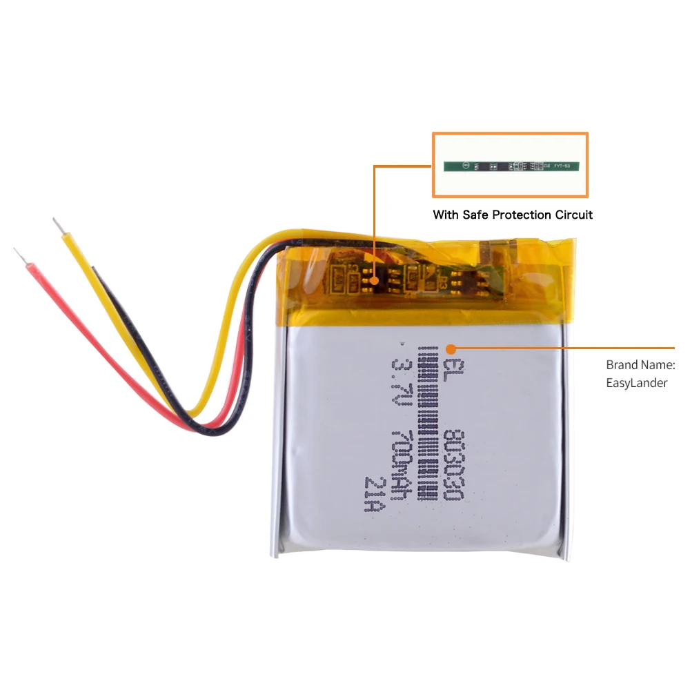 3 line 753030 3.7V 700mah 803030  Li-ion battery FOR MP3 MP4 DVD JBL E55BT LIVE 500BT E45 DVR Driving recorder  Replace 633331