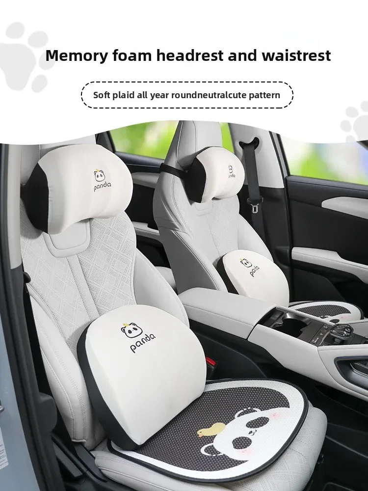 

For BYD Yuan UP 2024 2025 Car Headrest Neck Pillow Cute Creative Panda Waist Car Internet Celebrity Seat Cushion