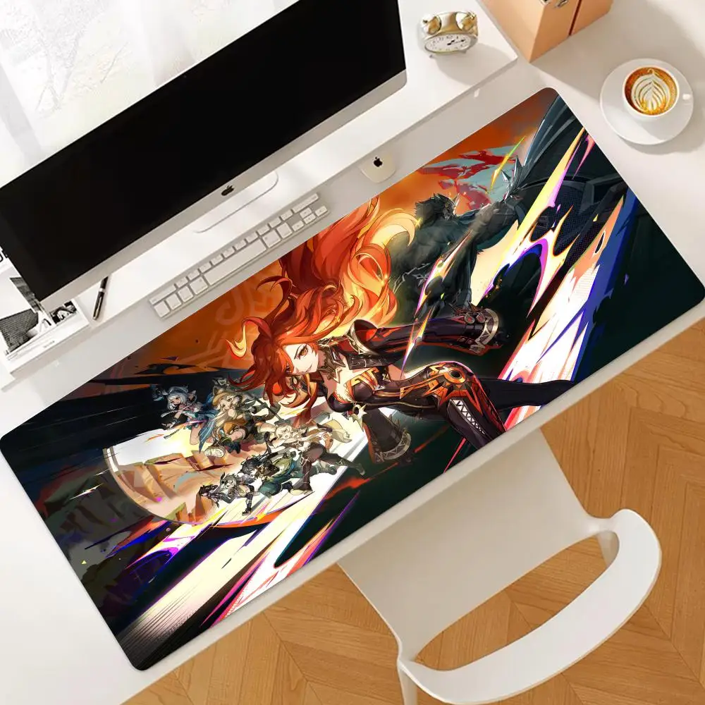 Mavuika Genshin Impact Mouse Pad Natural Rubber Anti Slip Gaming Accessories pad HD Office Computer gamer Mousepad XXL Desk Mats