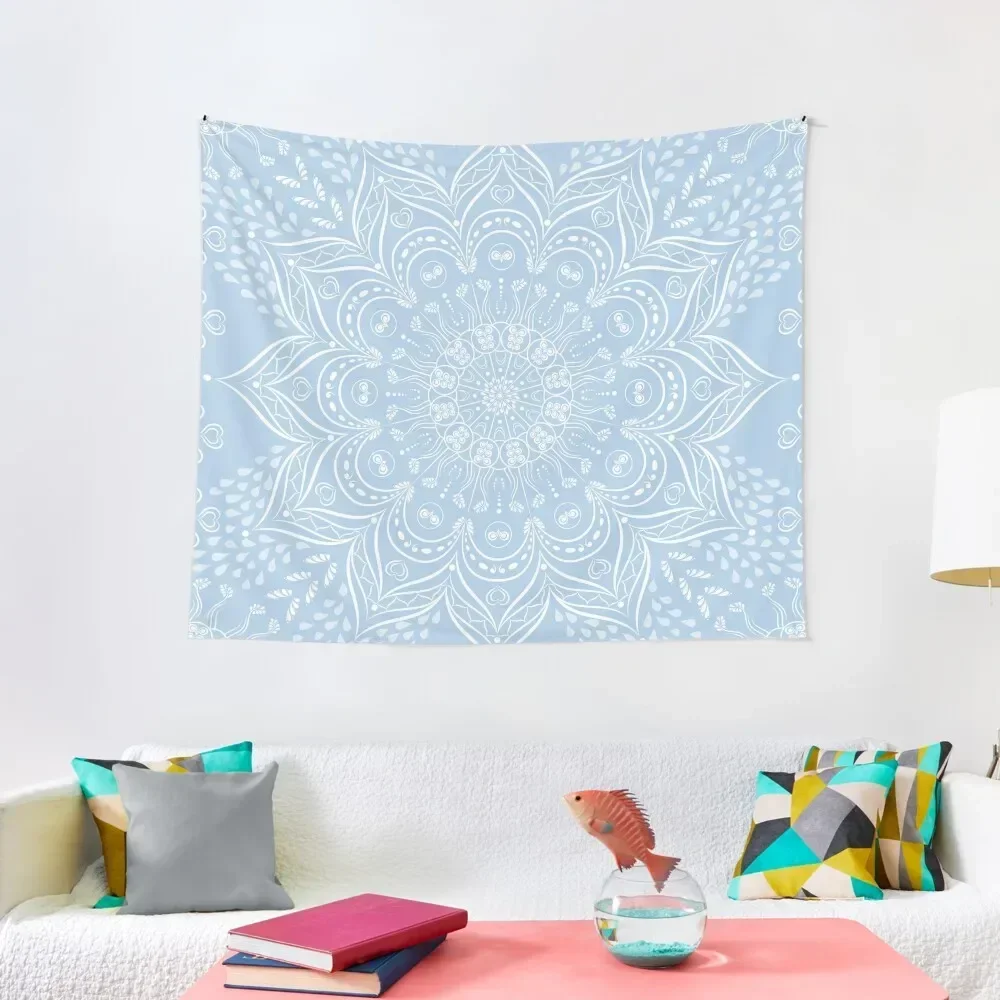 

Baby Blue Mandala Pattern Tapestry Mushroom On The Wall Room Design Wall Decoration Tapestry