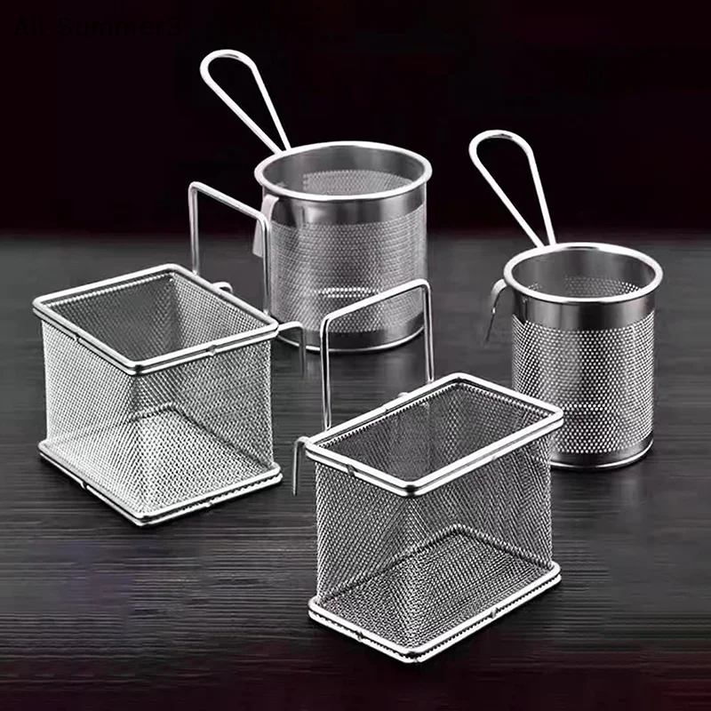 

304 Stainless Steel Deep Frying Basket Silver Multi-functional Hangable Colander Oil Filter Mesh Sieve Hotpot Strainer Mesh