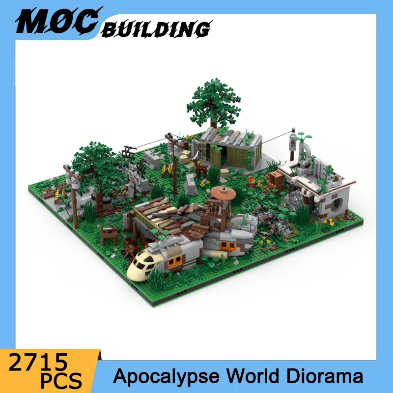 Moc Building Blocks Apocalypse World Diorama Street View Model Doomsday Road Diner Traffic Area DIY Creative Bricks Toys Gifts