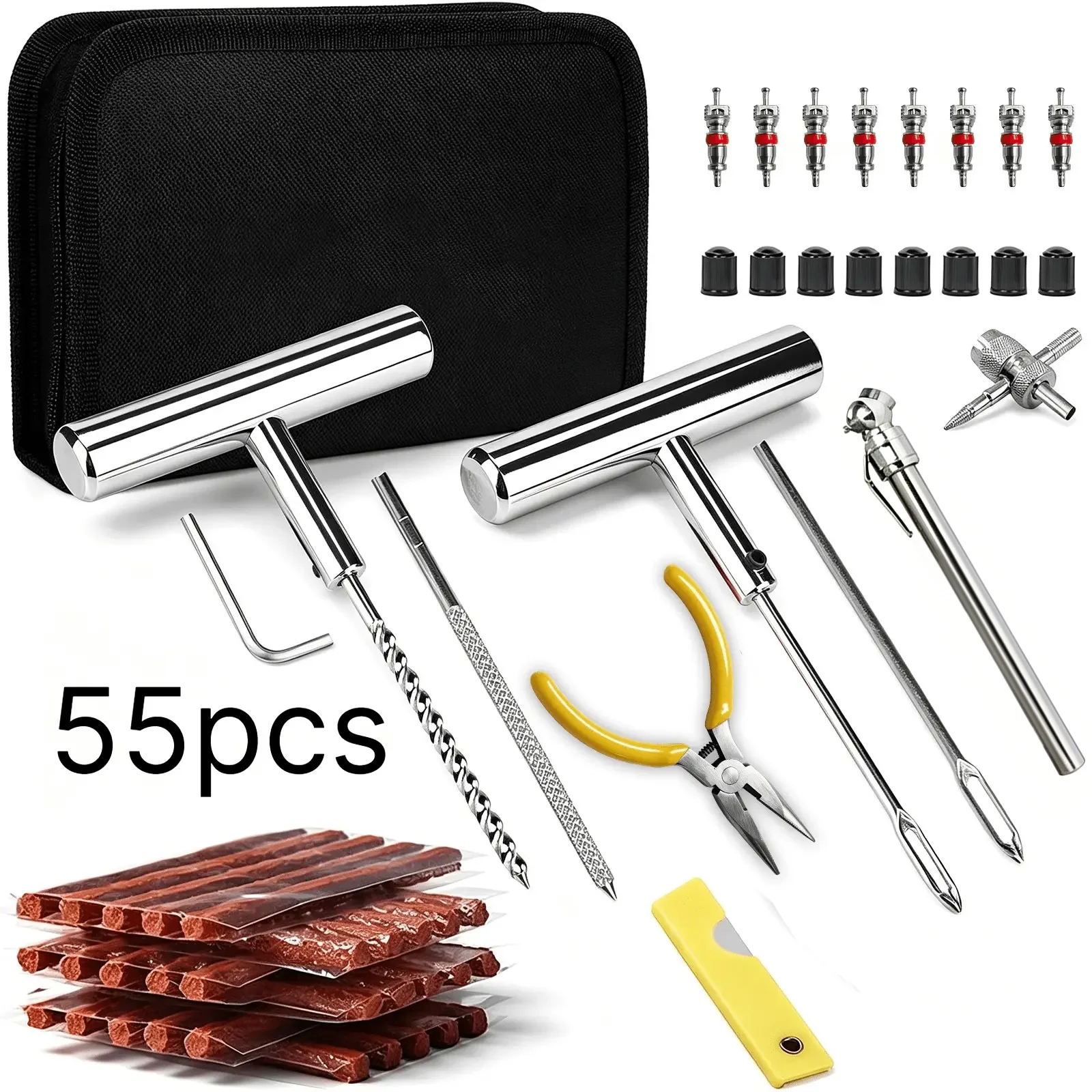 Tubeless Flat Tyre Puncture Repair Heavy-Duty Tools Durable Rubber Strips for Car Motorbike Truck SUV Tractor Roadside Use