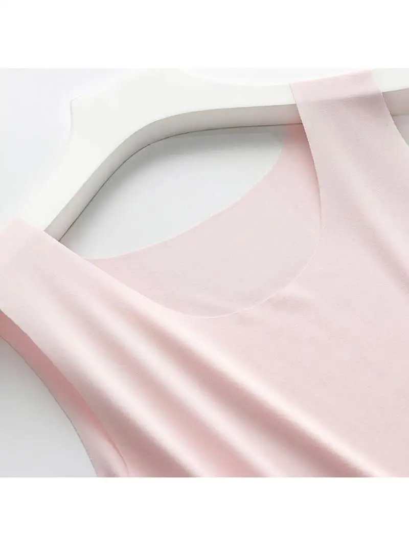 Damen-Weste aus Eisseide, dünnes Svel-Sommer-Top, Innenbekleidung, Basisschicht, trendiges, modernes Sle, rund, Ne Nine Sve-Länge, Baumwolle