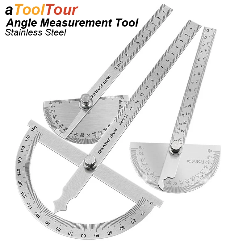 Angle Meter Measure Protractor Ruler Metal Finder 180 Degree Guage Goniometer Stainless Steel Woodworking Wood Measurement Tool