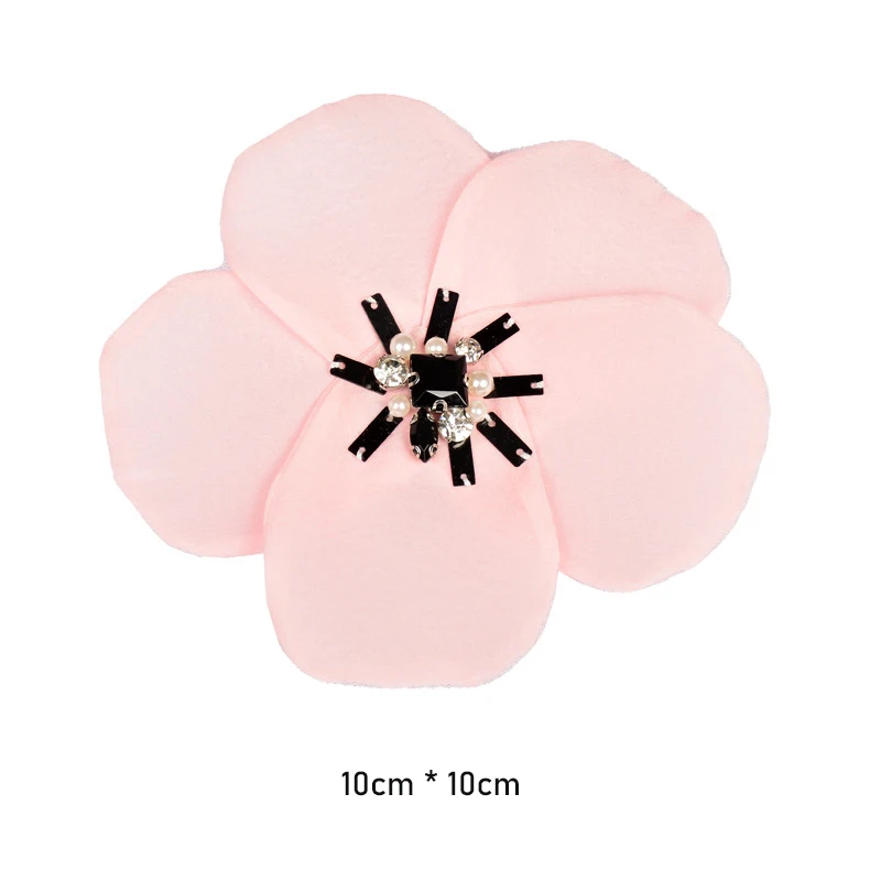 2 Pieces/Lot 10CM Flower with Beads Patch Brooch Pin Clothes Bags Badge Pins Metal Brooches for Shoes Badges Applique for DIY