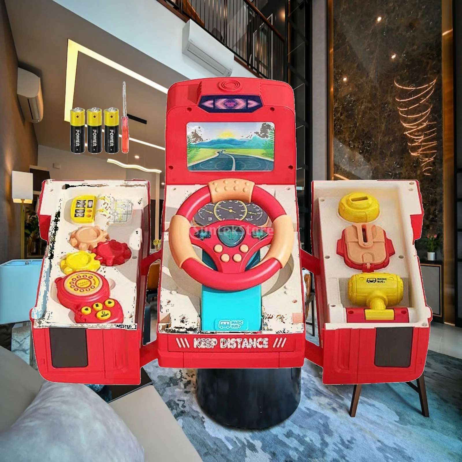 Bus Toy for Kids Simulation Steering Wheel Gear Toy Education Interactive for Boy Girls Children Toddlers Birthday Gifts
