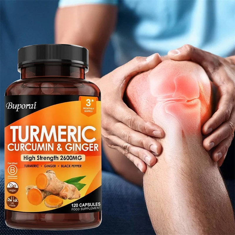 3-in-1 Turmeric Ginger & Pepper 2600 Mg - Contains Ginger Root Curcumin Black Pepper, for Joint, Digestive & Immune Support