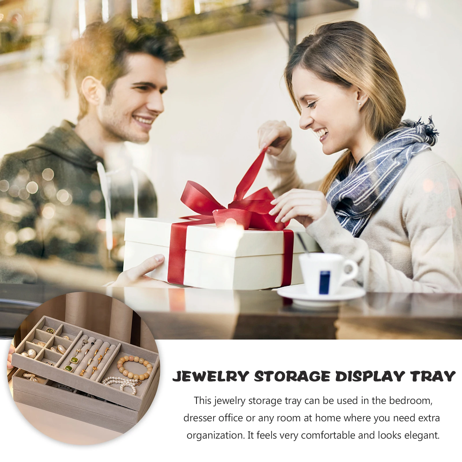 

Jewelry Tray Storage Plate Display ganizer for Rings Earrings Grey Durable Flannel Protects Scratches Home Dressing Table Store