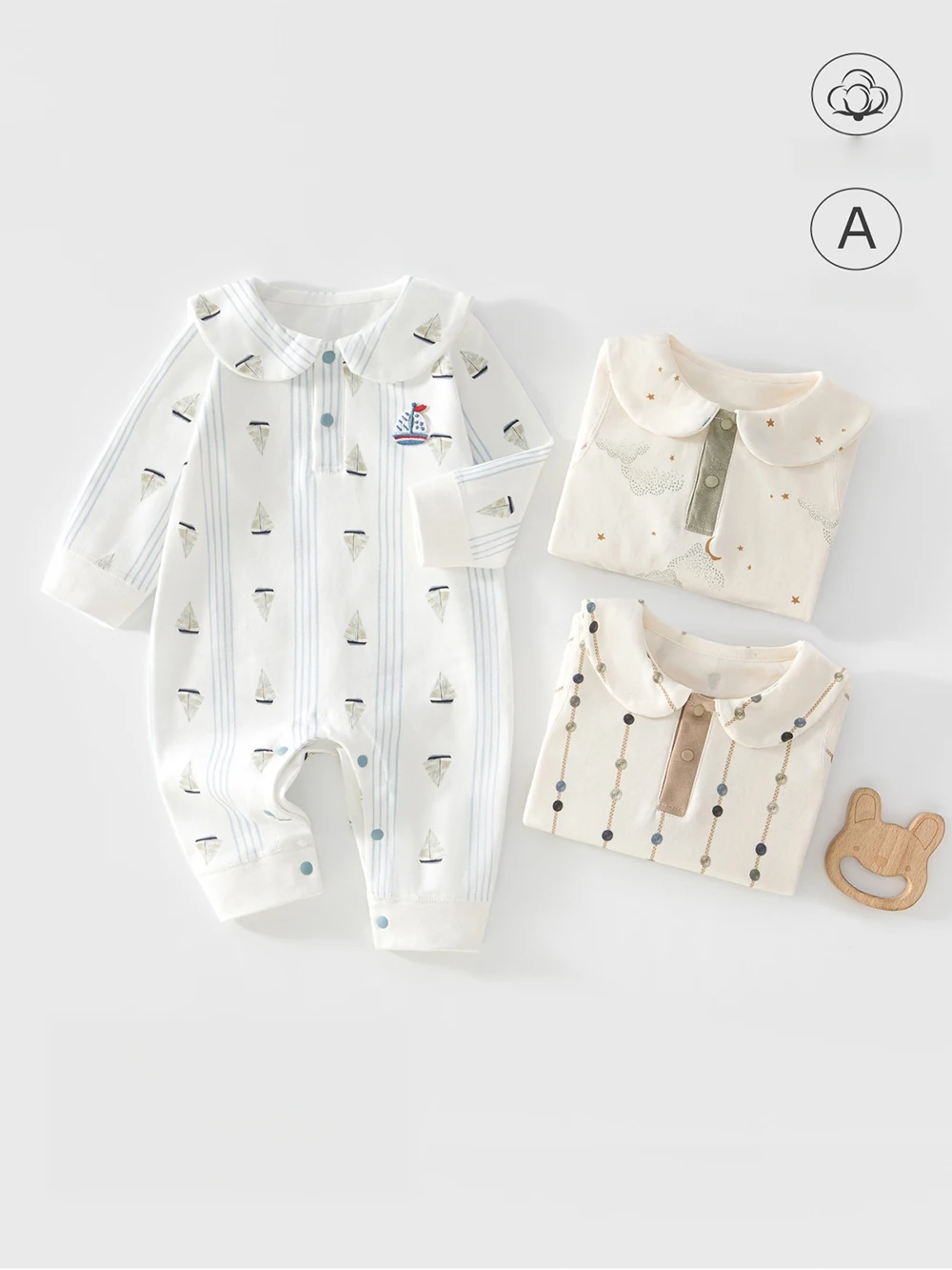 MILANCEL Baby Rompers 0-24M Cartoon Sailboat Baby Girls Clothes Loose Cotton Jumpsuit for Newborns Toddler One Piece