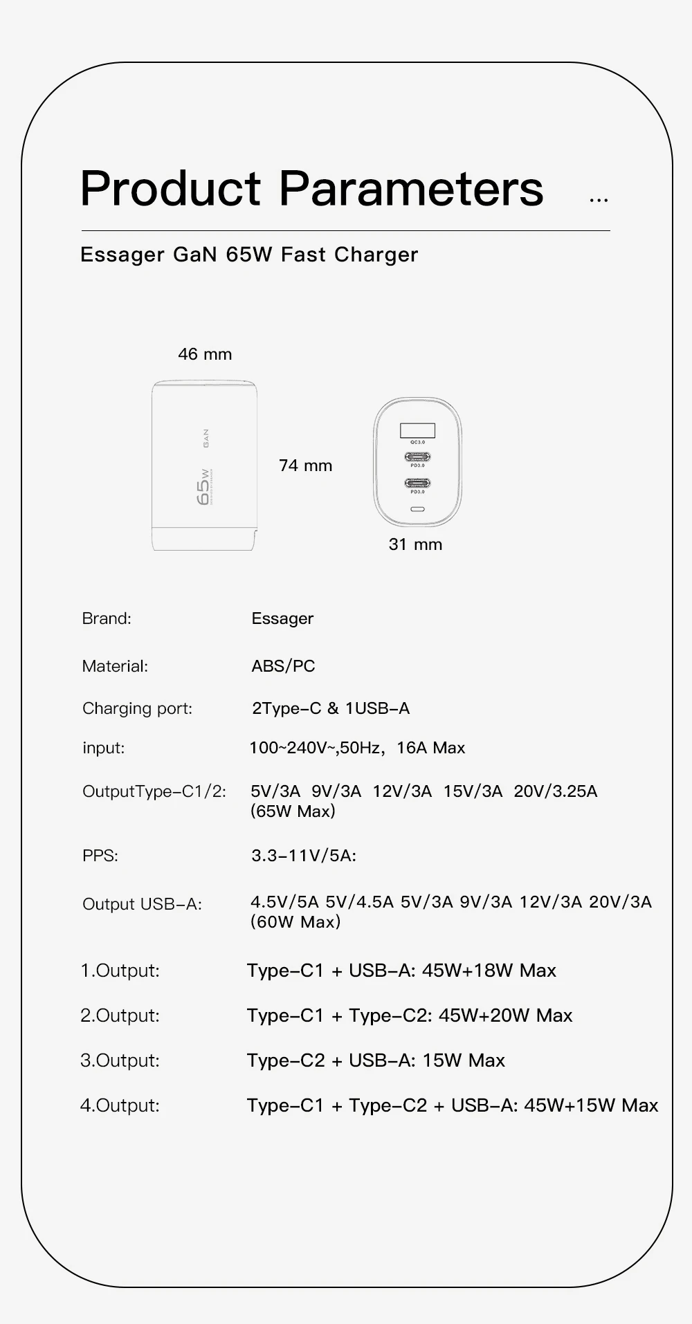 Essager USB Type C Charger 65W GaN QC3.0 PD3.0 For iphone 14 13 12 Pro Max Xiaomi Mobile Cell Phones Fast Charge Charger EU Plug