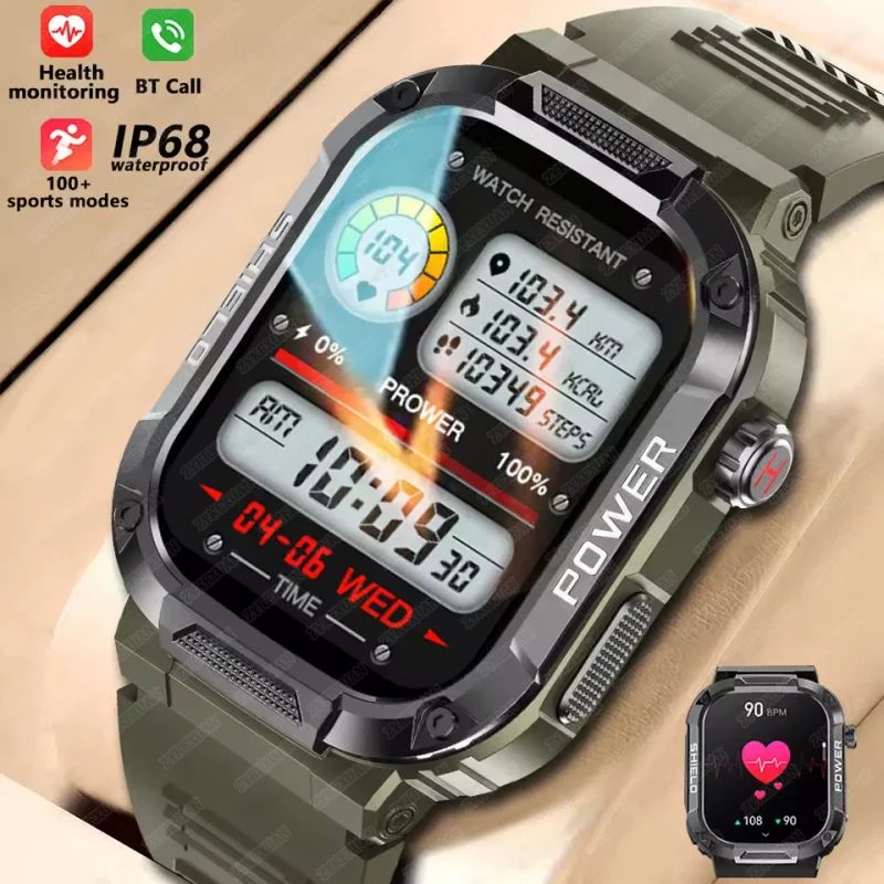 New Smart Watch Men Military Quality Outdoor Waterproof Anti Falling Anti Pressure Sport Fitness Bluetooth Call Smartwatch 2025