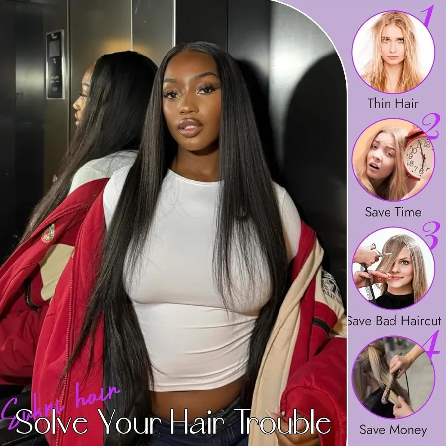 باروكة صناعية بدانتيل أمامي للنساء ذوات البشرة السمراء مع نمط مستقيم منزوع مسبقًا وشعر أطفال بدون صمغ، مثالية للحفلات واليومية