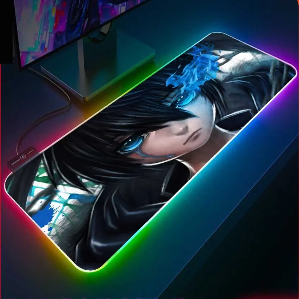 

Аниме Black Rock Shooter RGB игровой коврик для мыши ноутбук геймер ковер коврик для клавиатуры игровые аксессуары светодиодная подсветка Playmat коврик для мыши