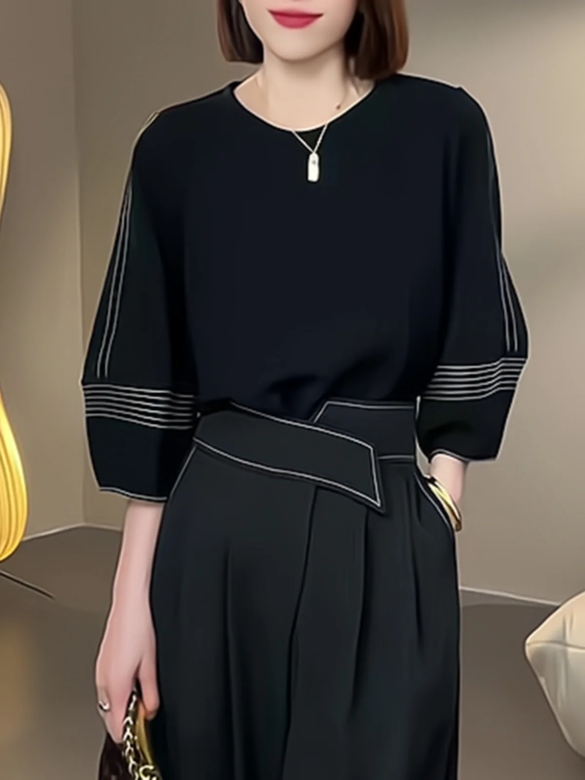 

Summer Casual Loose Women's round Ne ort Sve T-irt Faionable Korean Sle Comfortable Breathable Basic Top