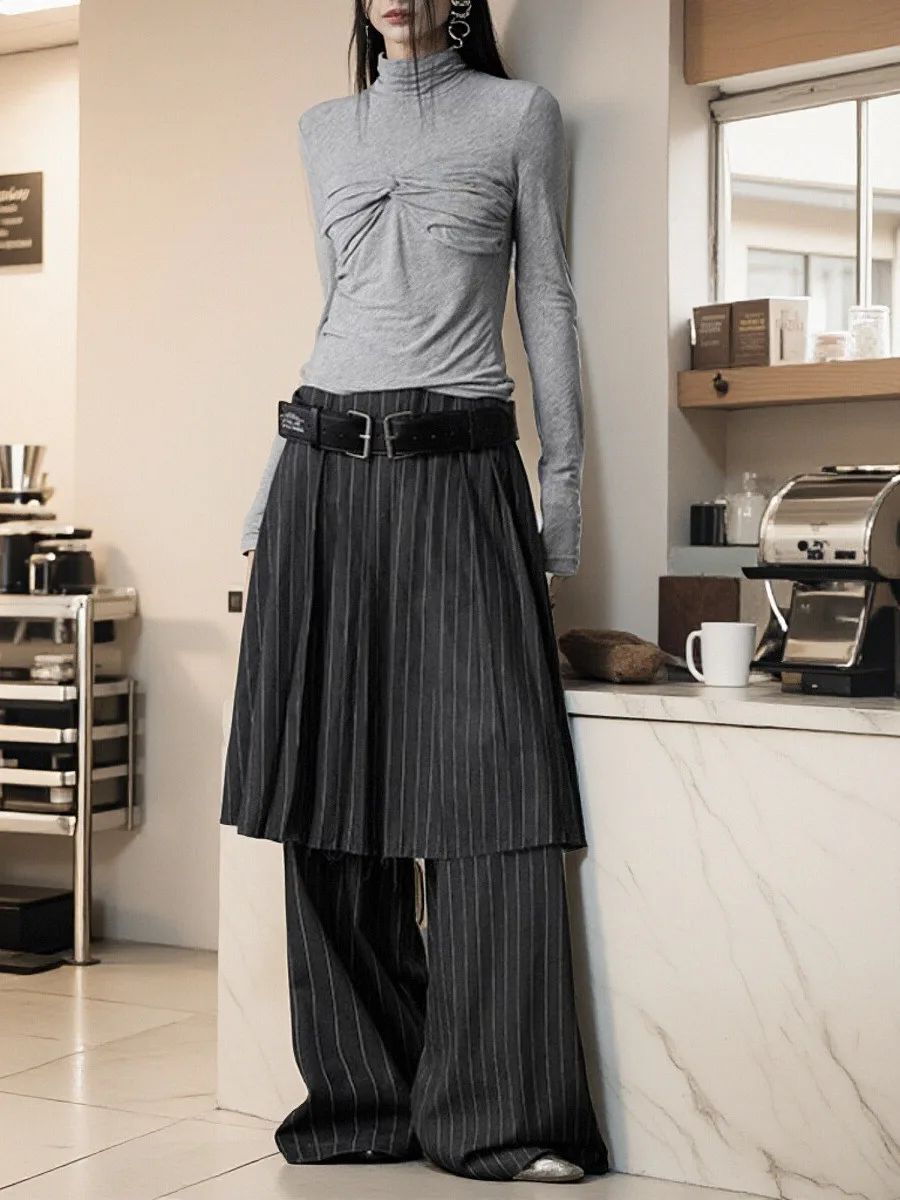 

Plus Size Ele Briti Sle High Waist Wide Leg Pants Women's Faion Slimming Skirt Design Casual Comfortable plus Size Trousers