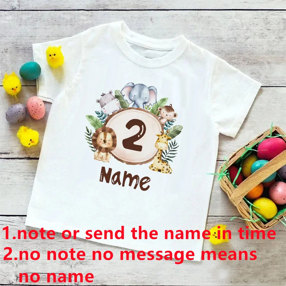 Personalized Birthday Shirt 1-9 Year T-Shirt Wild Tee Boys  Birthday Party T Shirt Wild Animal with Name Clothes Kids Gifts Tops