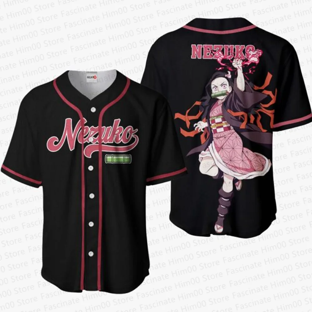 Demon Slayer Japanese anime baseball uniform Tshirt Childrens summer role-playing clothing Men\'s sports baseball uniform T shirt