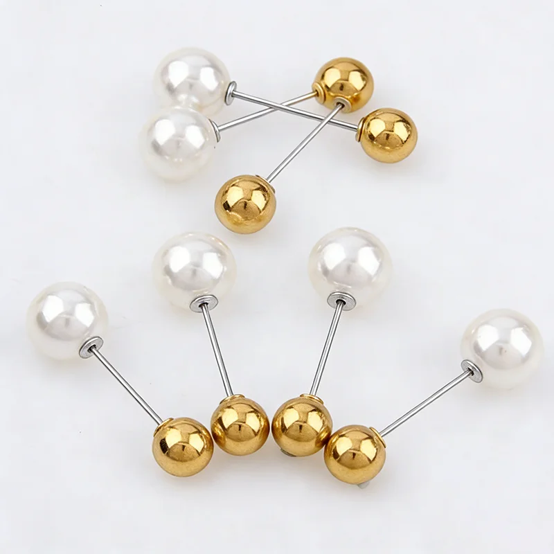 Factory Luxury Gold & Silver Plated Double Simulated Pearl Gold Alloy Brooch Pin DIY Lapel Dress Jewelry Brooches Accessories