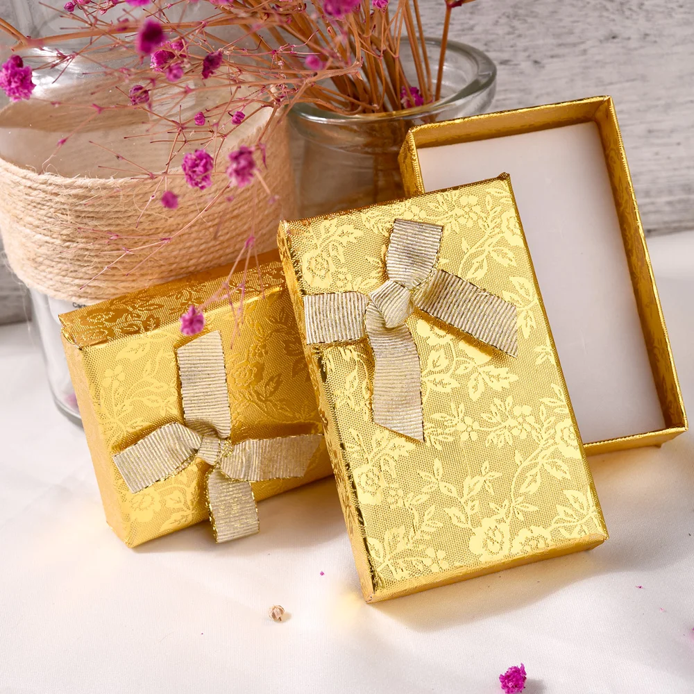 24Pcs Square Rectangle Cardboard Jewelry Set Boxes With Sponge for Necklace Rings Earrings Box Beading Supplies Packaoging Gift