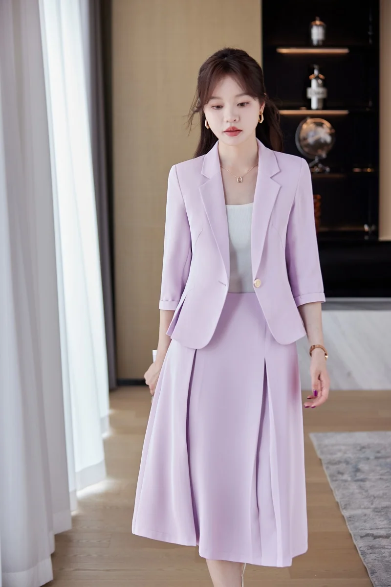 

Women's Business Formal Blazer and Skirt Suit, Office Ladies Work Clothes, Black, Spring Fashion, New