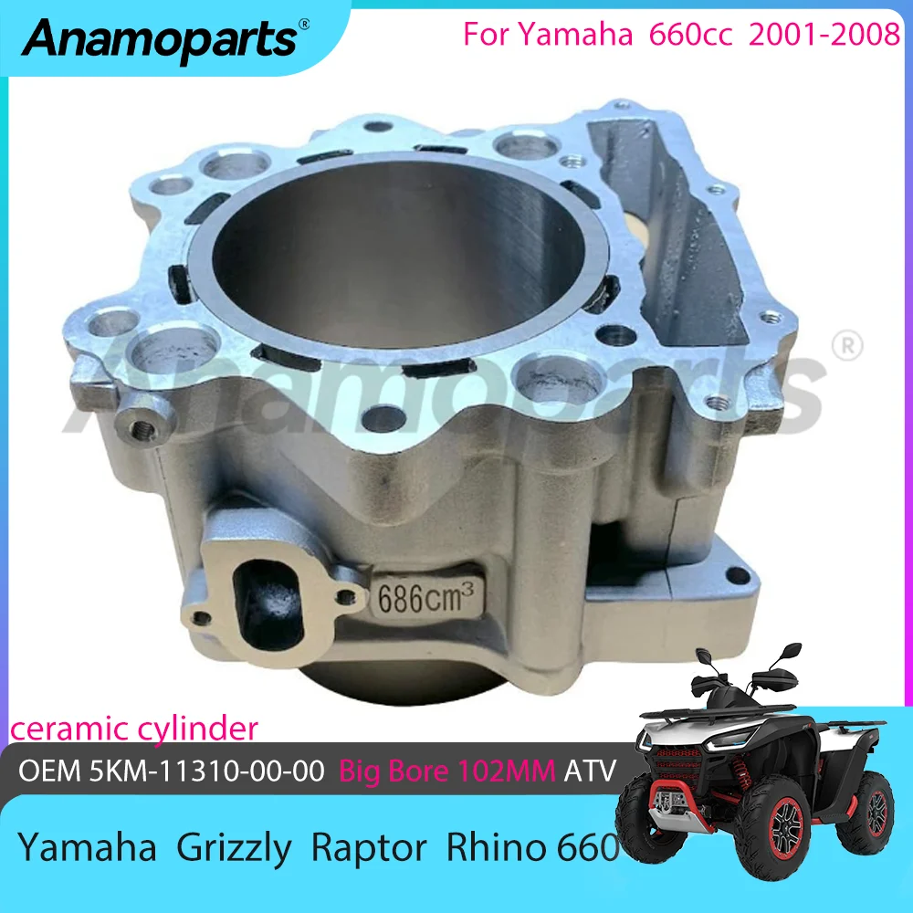 Big Bore 102 mm Motorcycle engine Cylinder block for 2001-2008 Yamaha Grizzly Raptor Rhino YFM 660 CC ATV 5KM-11310-00-00