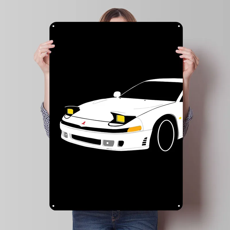 White Mitsubishi 3000GT metal Signs Car Poster Decoration Bedroom Custom Tinplate Sign for Garage Wall Art Decoration Plates