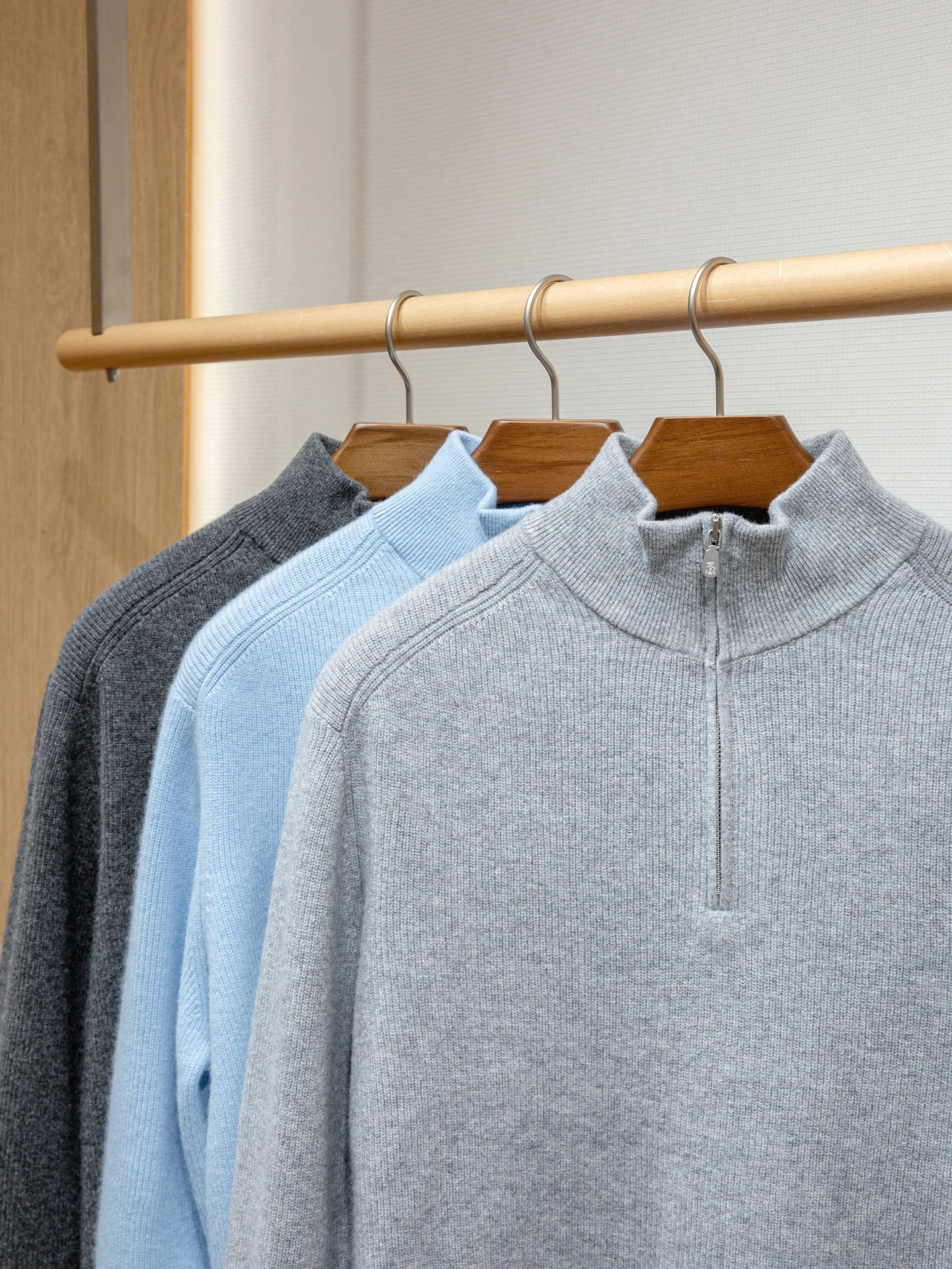 Men's Knitted Wool Sweater f Zip 26 Pieces New Ao 00% Wool BC Edition Warm Long Sve Stand Collar Commute Suitable