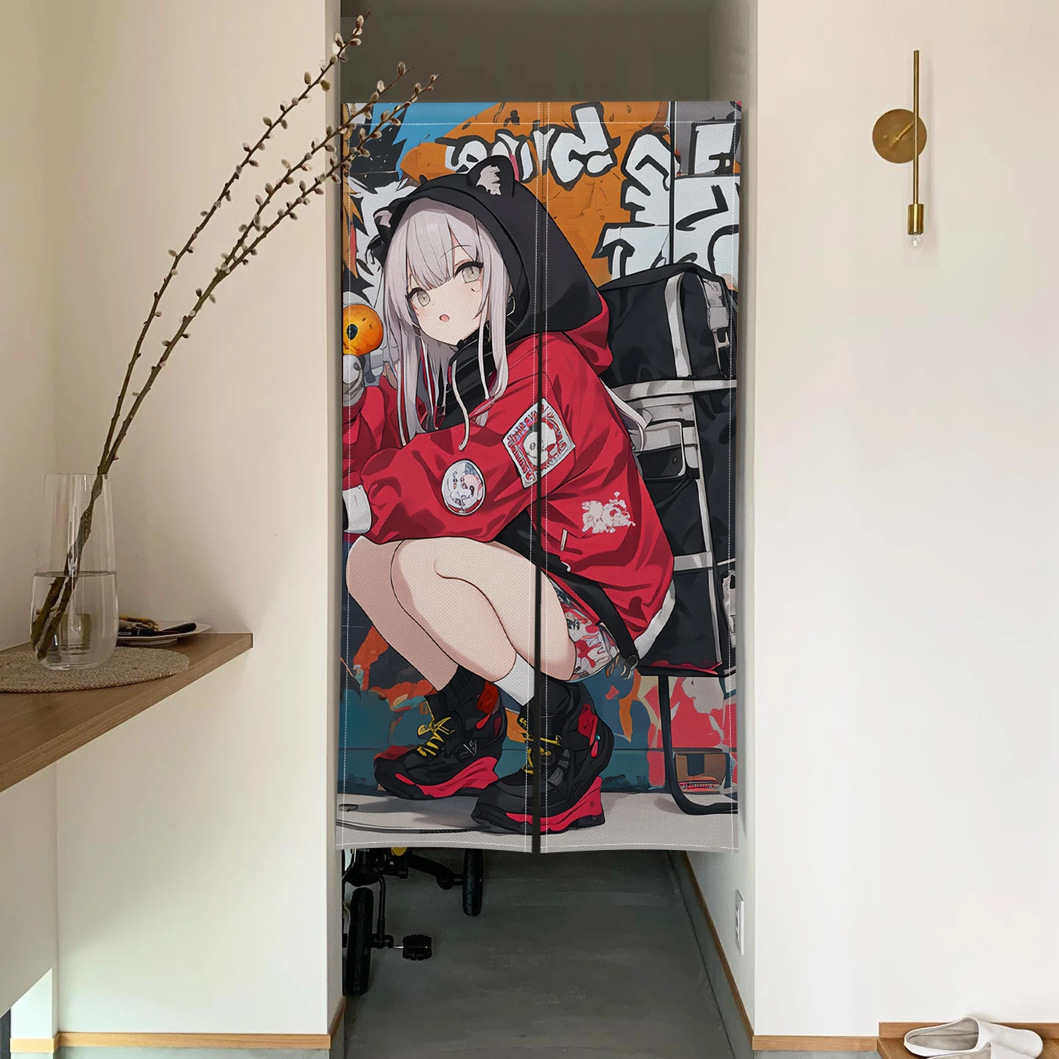 Anime Characters Japanese Door Curtain Cartoon Punk Style Living Room Kitchen Doorway Partition Entrance Hanging Half-Curtain