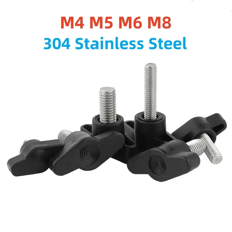 M4 M5 M6 M8 304 Stainless Steel Hand Tighten Handle Bolts T type Head Handle Thumb Screw Bakelite Bolt Length:8-70mm