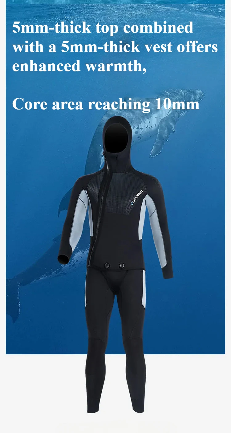 Spearfishing Wetsuit 5mm Scuba Diving Suit Men Women Neoprene Hunting Surfing Front Zipper Spearfishing 2pieces Keep Warm